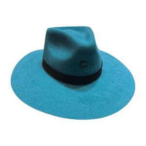 Charlie 1 Horse Teal Felt Cowgirl Hat Womens Size Large Blue Green Black Detail